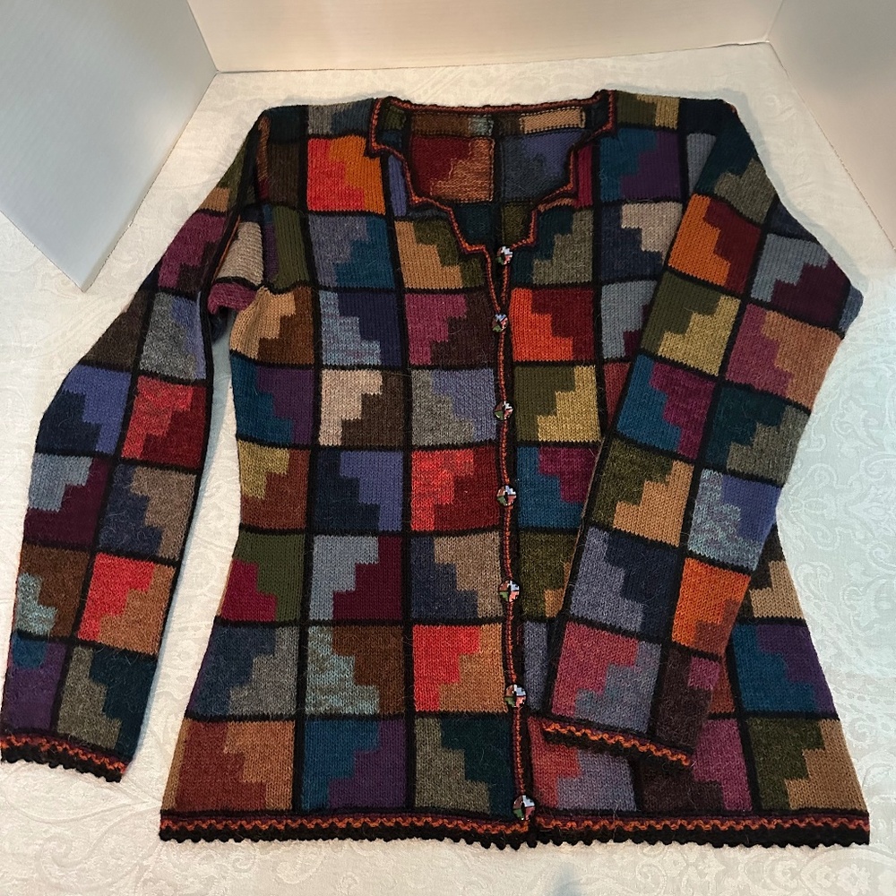 Premium Alpaca Hand Knit Cardigan Sweater Size S